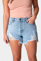 Sofie Clean Cut Denim Shorts - Light Wash