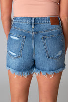 Sofie Frayed Hem Denim Shorts - Dark Wash