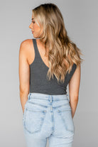 BuddyLove Sammy Scoop Neck Bodysuit - Charcoal