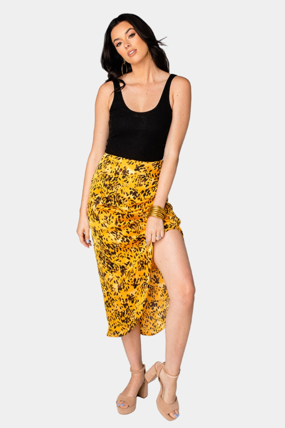 BuddyLove Marie Zip Fron Midi Skirt - Tortoiseshell