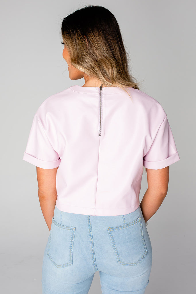 BuddyLove Taylor Cropped Vegan Leather Top - Lavender