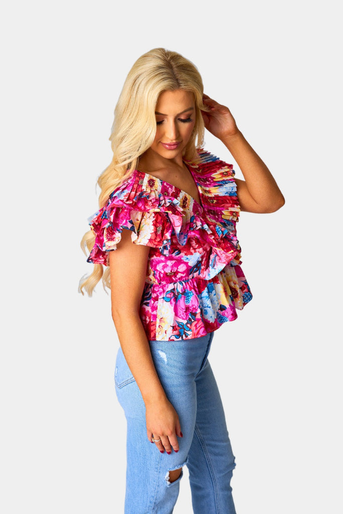 BuddyLove Nia Ruffle Pleated Top - Jubilee
