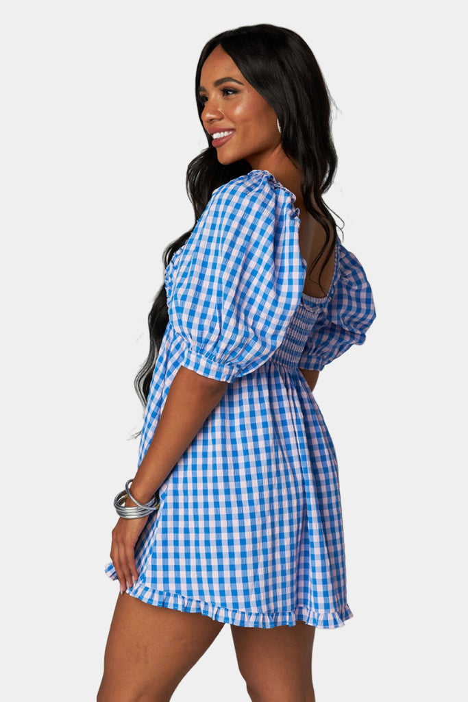 BuddyLove Poppy Puff Sleeve Mini Dress - Nantucket
