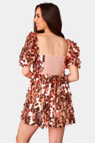 BuddyLove Colby Puff Sleeve Mini Dress - Rose Gold