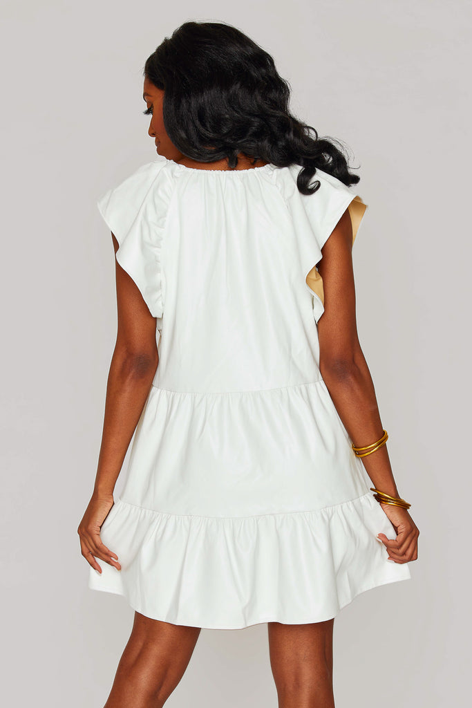 BuddyLove Ronnie Ruffle Sleeve Short Dress - White