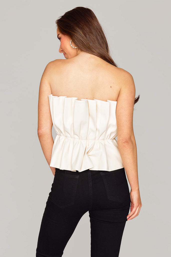 BuddyLove Giselle Pleated Strapless Top - White