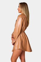 BuddyLove Ariella Button Up Mini Dress - Mocha