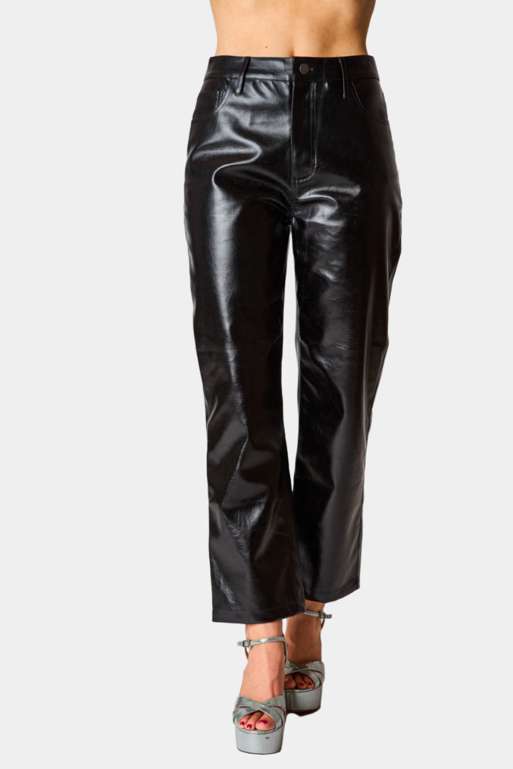 BuddyLove Travolta High-Rise Metallic Pants - Onyx