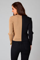 BuddyLove Noah Cropped Ribbed Sweater - Black/Tan