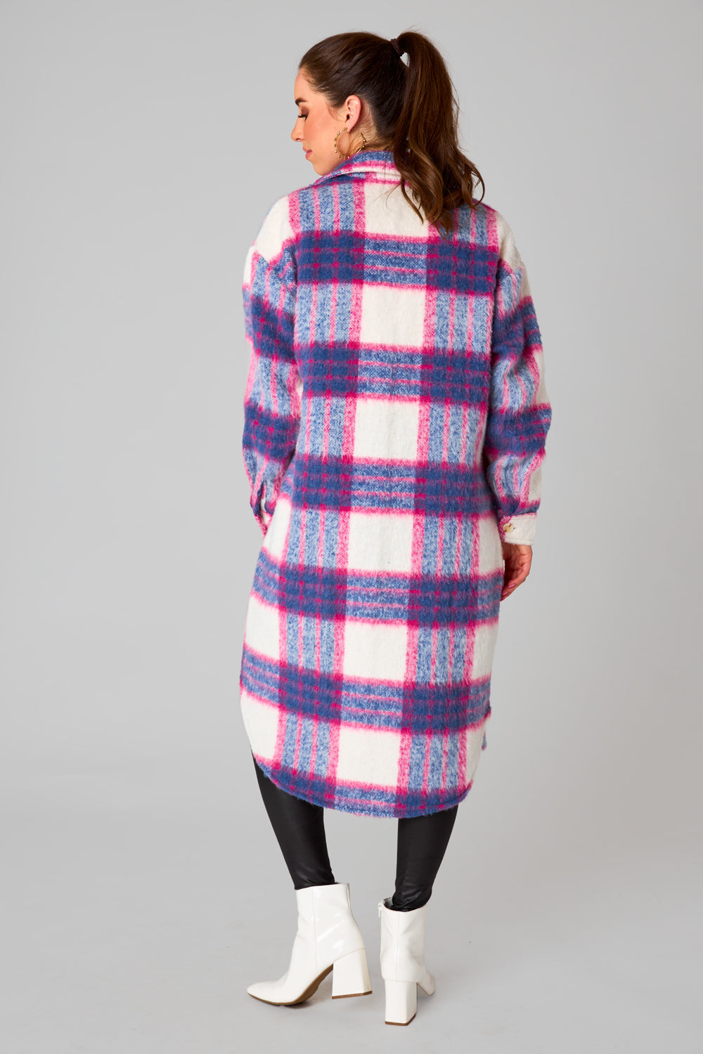 BuddyLove Rocky Long Plaid Shacket - Boysenberry