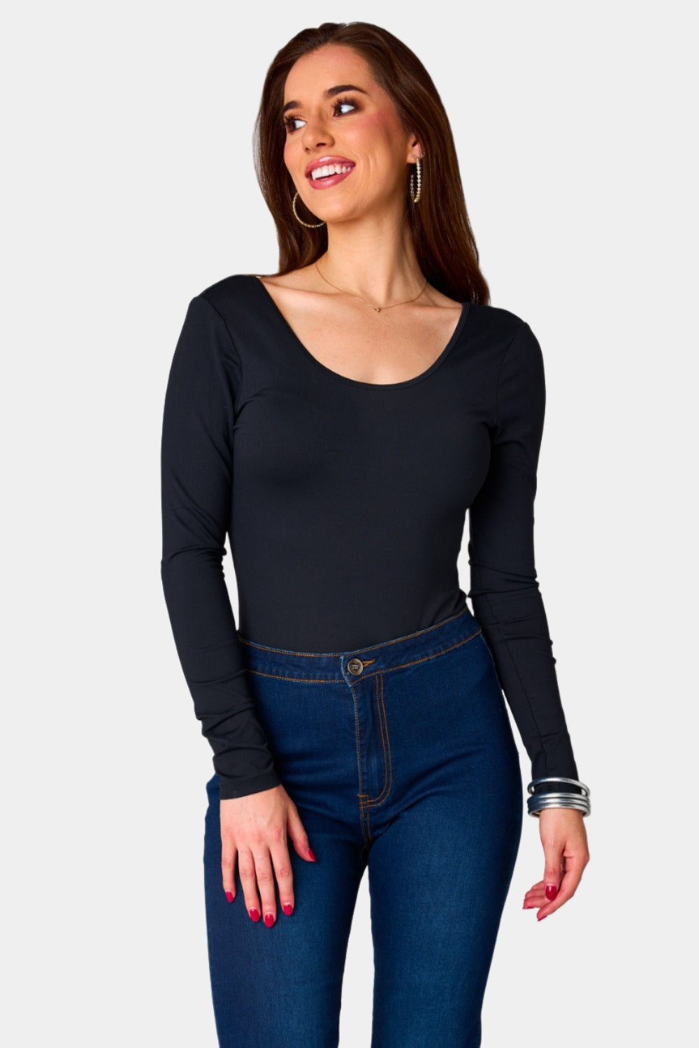 BuddyLove Benny Long Sleeve Scoop Neck Bodysuit - Panther