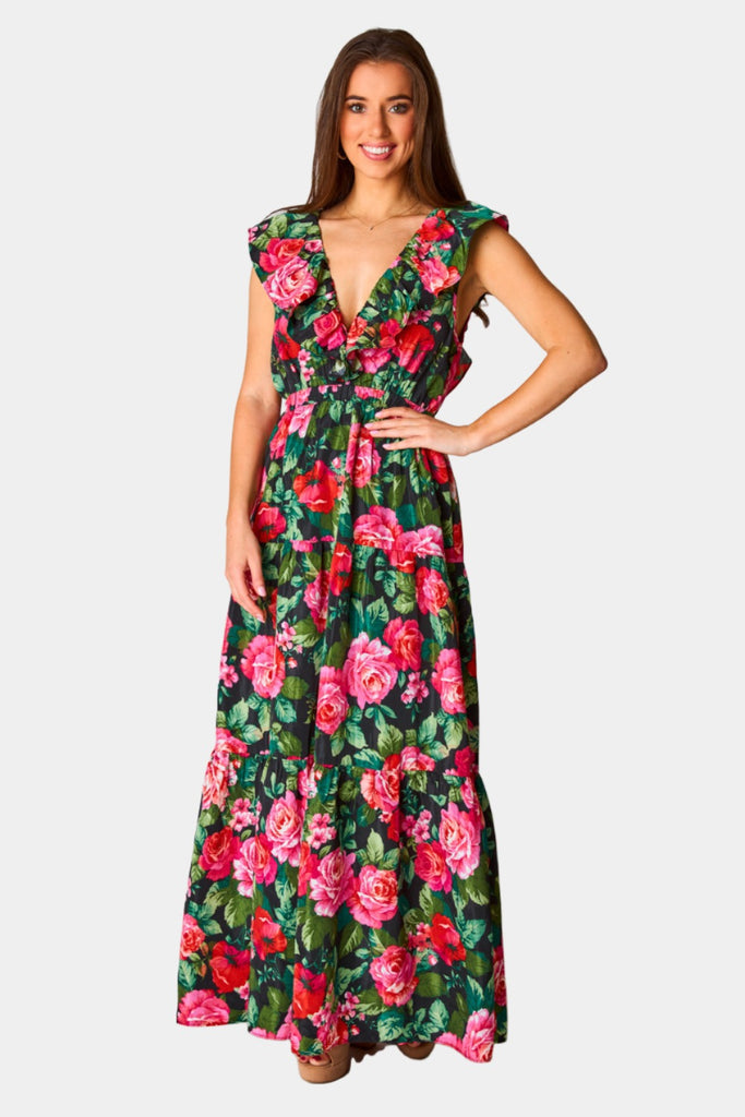BuddyLove Crawford Ruffle Sleeve Maxi Dress - Rosa