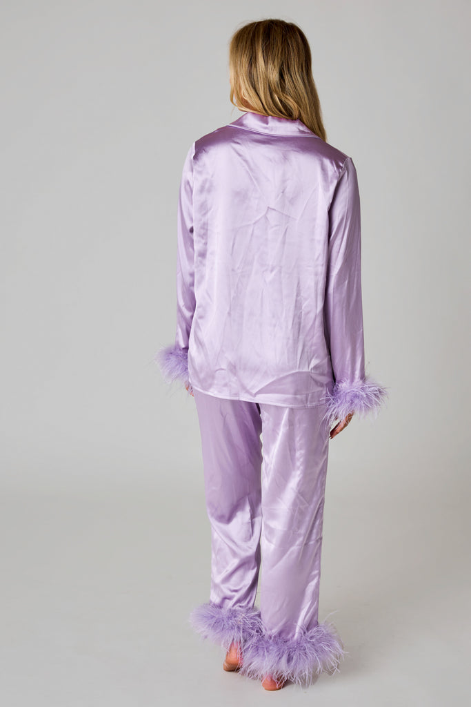 BuddyLove Danica Feather Trim Pajama Set - Lavender