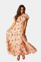 BuddyLove Cece Flutter Sleeve Maxi Dress - Irish Rose