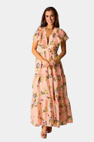 BuddyLove Cece Flutter Sleeve Maxi Dress - Irish Rose