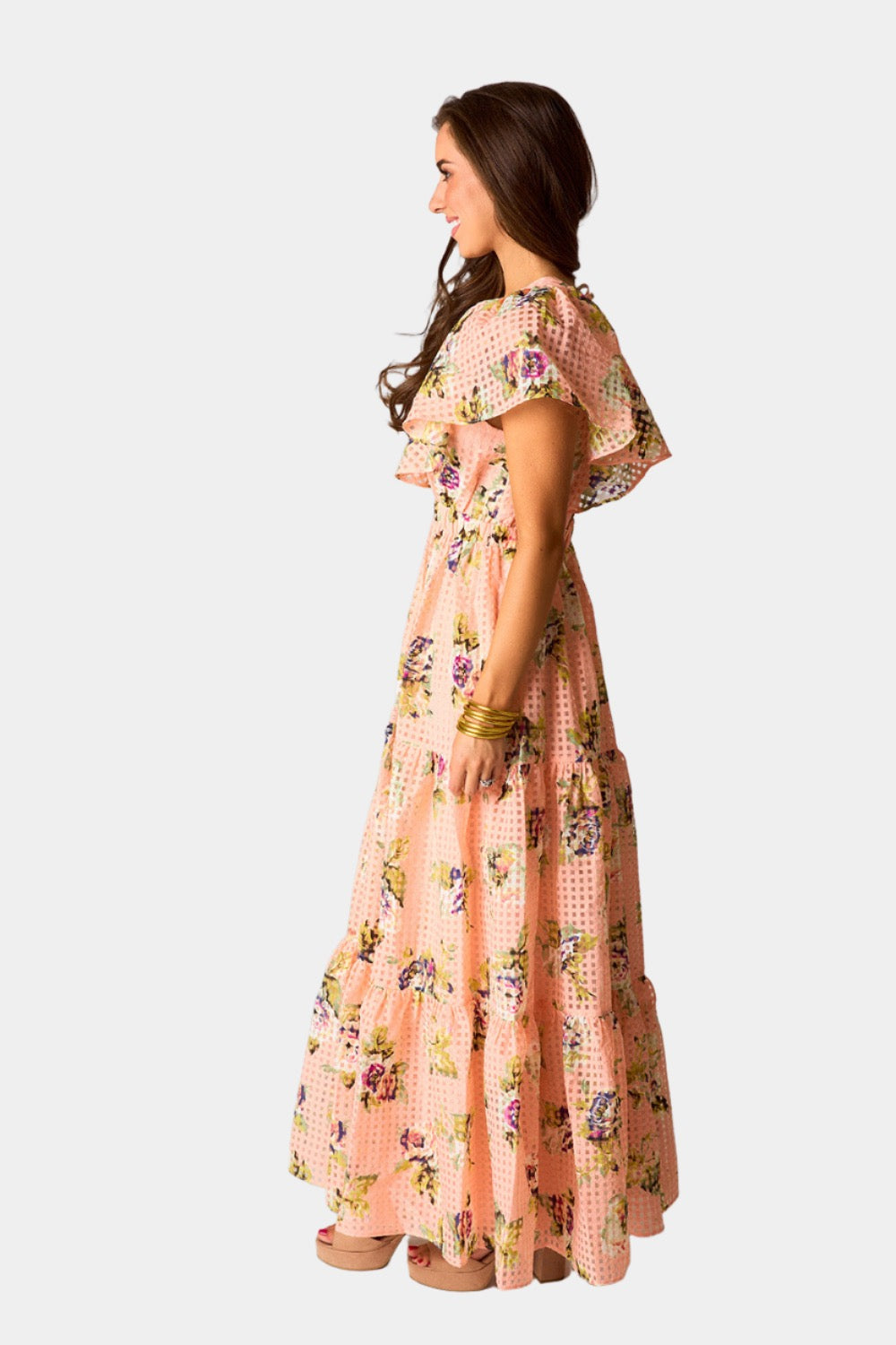 BuddyLove Cece Flutter Sleeve Maxi Dress - Irish Rose