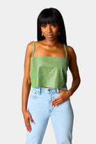 BuddyLove Girly Girl Rhinestone Crop Top - Emerald