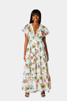 BuddyLove Cece Flutter Sleeve Maxi Dress - Scottish Rose