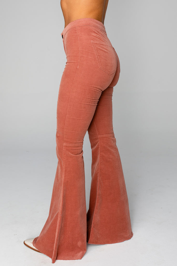 BuddyLove Moonshine High-Waisted Flare Corduroy Jeans - Rose