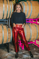 BuddyLove Travolta High-Rise Metallic Pants - Bronze