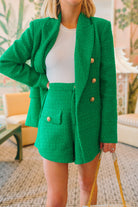 BuddyLove Mae Tweed High-Waisted Shorts - Green